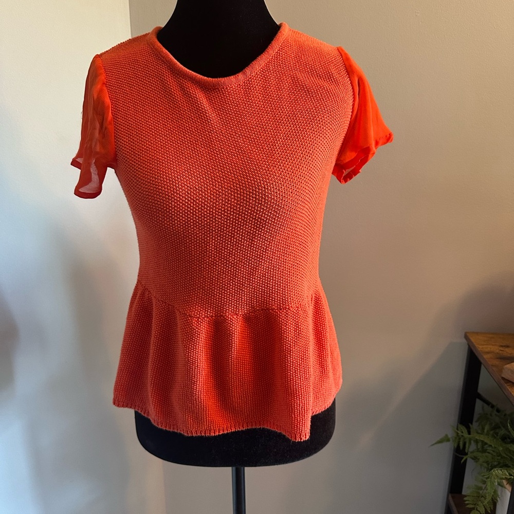 NY Collection Vibrant Orange Peplum Blouse